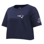 NFL NEW ENGLAND PATRIOTS CLASSIC WOMEN'S SINGLE JERSEY BOXY TEE (MIDNIGHT NAVY)