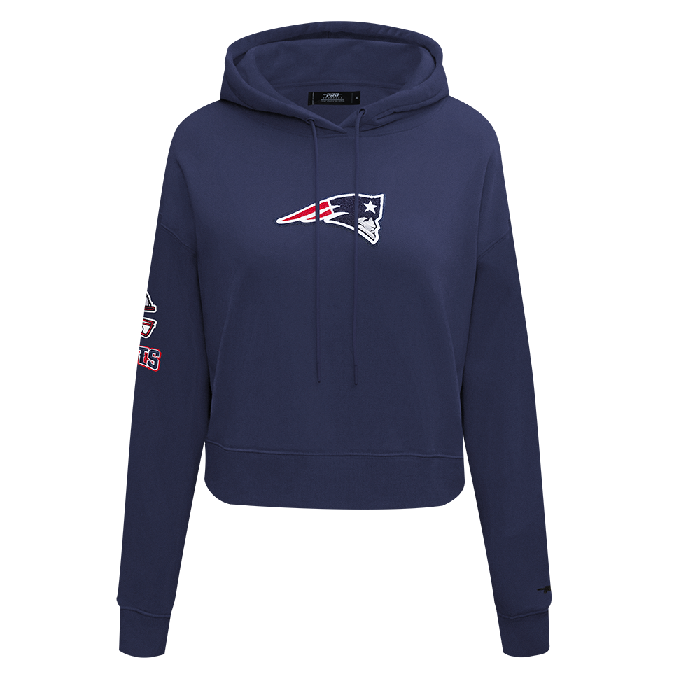 NFL NEW ENGLAND PATRIOTS CLASSIC CHANDAIL À CAPUCHON COURT EN MOLLETON POUR FEMME (MARINE MINUIT)