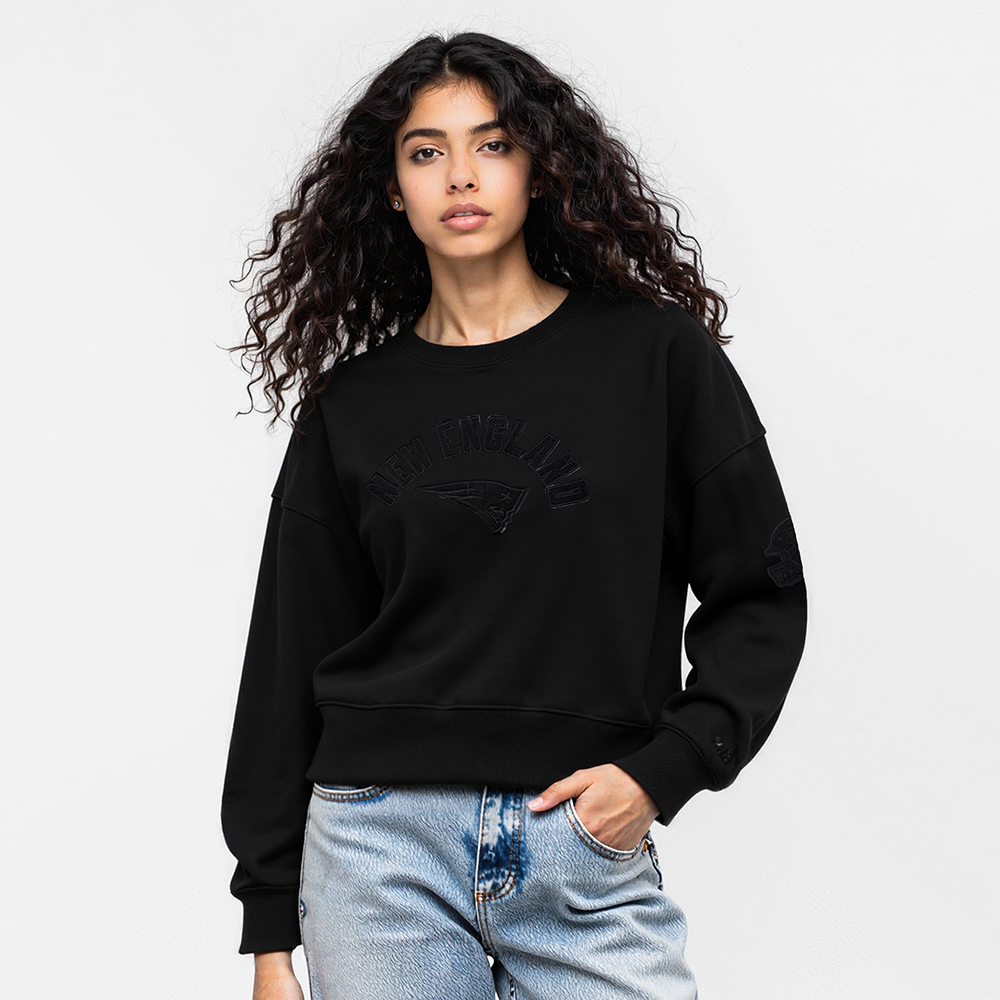 NFL NEW ENGLAND PATRIOTS TRIPLE BLACK WOMEN'S FLC CREWNECK (TRIPLE BLACK WOMEN'S)