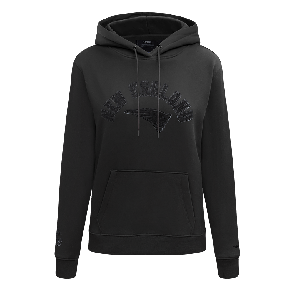 NFL NEW ENGLAND PATRIOTS TRIPLE BLACK WOMEN'S FLEECE PULLOVER HOODIE (TRIPLE BLACK WOMEN'S)