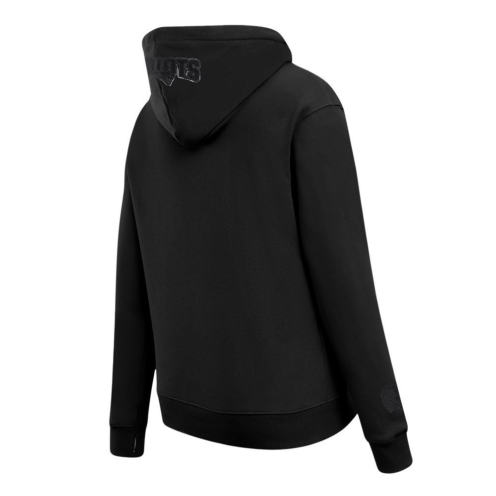 NFL NEW ENGLAND PATRIOTS TRIPLE BLACK WOMEN'S FLEECE PULLOVER HOODIE (TRIPLE BLACK WOMEN'S)