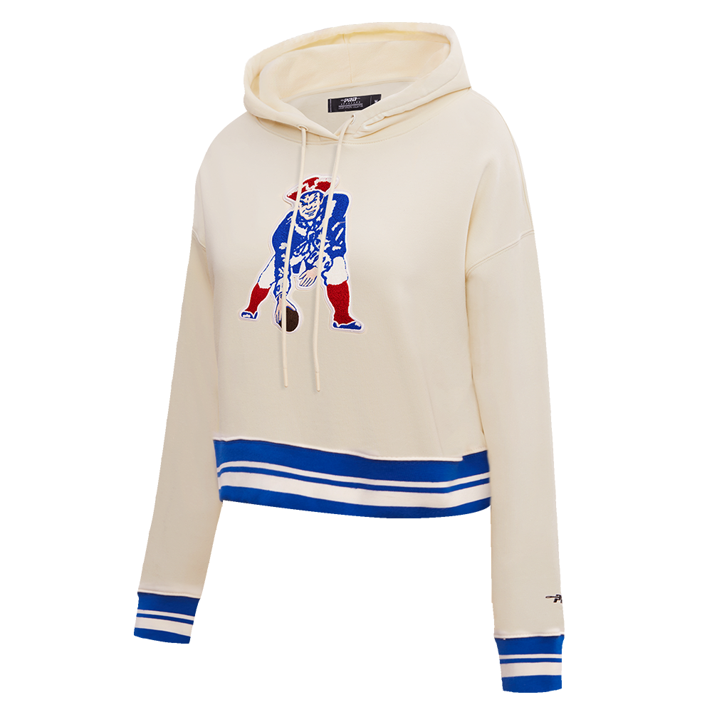 NFL NEW ENGLAND PATRIOTS RETRO CLASSIC WOMEN'S CROPPED PO HOODIE (EGGSHELL)