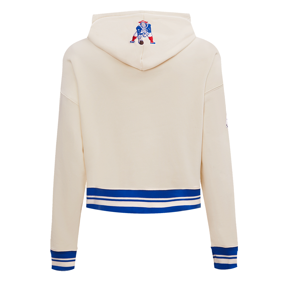 NFL NEW ENGLAND PATRIOTS RETRO CLASSIC WOMEN'S CROPPED PO HOODIE (EGGSHELL)