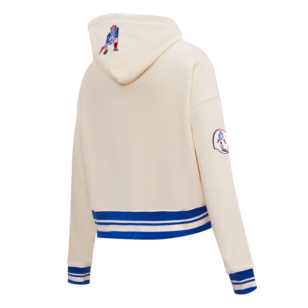 NFL NEW ENGLAND PATRIOTS RETRO CLASSIC WOMEN'S CROPPED PO HOODIE (EGGSHELL)