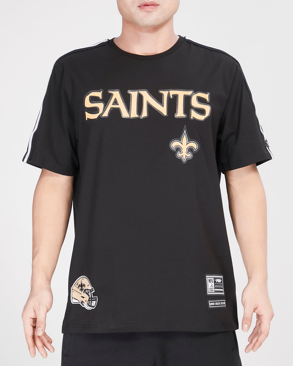 NFL NEW ORLEANS SAINTS CLASSIC MESH T-SHIRT À RAYURES POUR HOMME (NOIR)