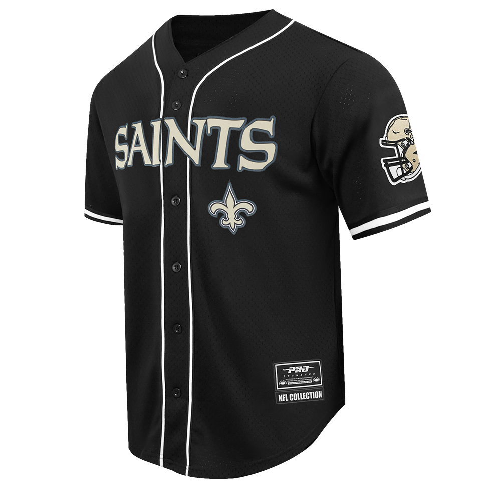 NFL NEW ORLEANS SAINTS CLASSIC MAILLOT À BOUTONS EN FILET POUR HOMME (NOIR)