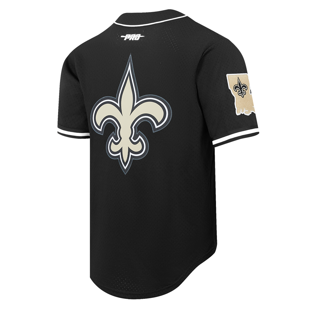 NFL NEW ORLEANS SAINTS CLASSIC MAILLOT À BOUTONS EN FILET POUR HOMME (NOIR)