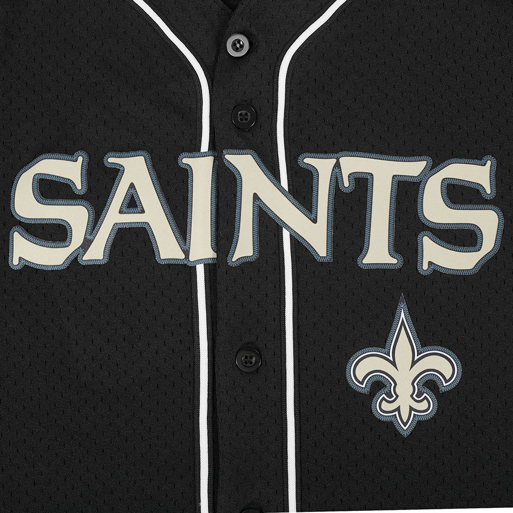 NFL NEW ORLEANS SAINTS CLASSIC MAILLOT À BOUTONS EN FILET POUR HOMME (NOIR)