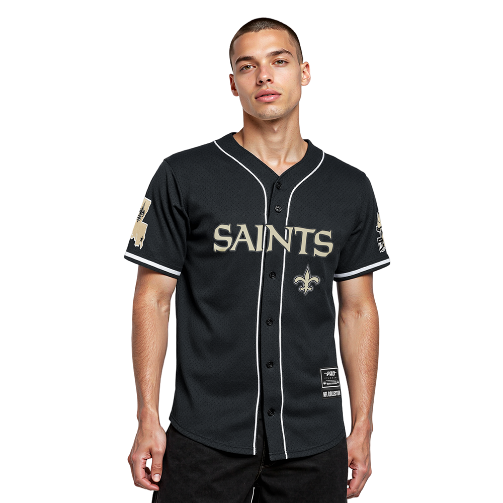 NFL NEW ORLEANS SAINTS CLASSIC MAILLOT À BOUTONS EN FILET POUR HOMME (NOIR)