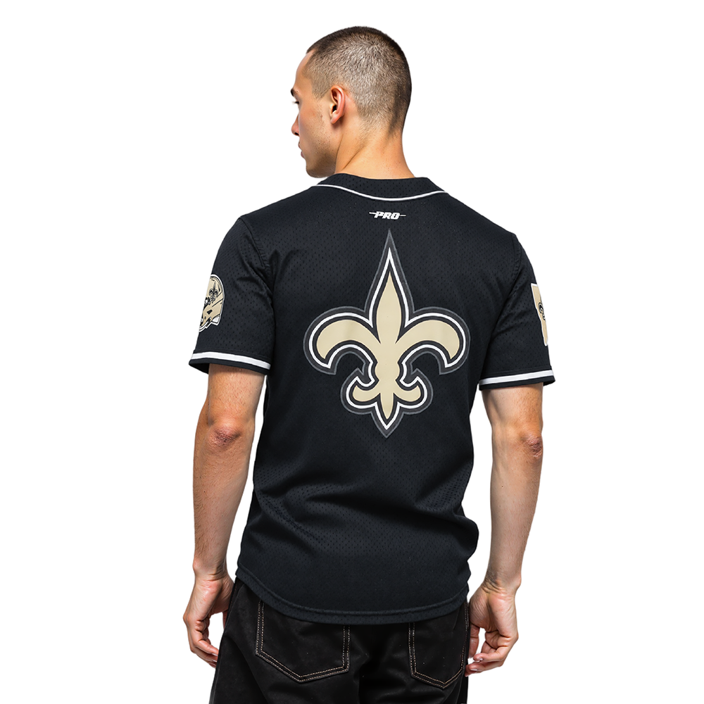 NFL NEW ORLEANS SAINTS CLASSIC MEN'S MESH BUTTON DOWN JERSEY (BLACK)