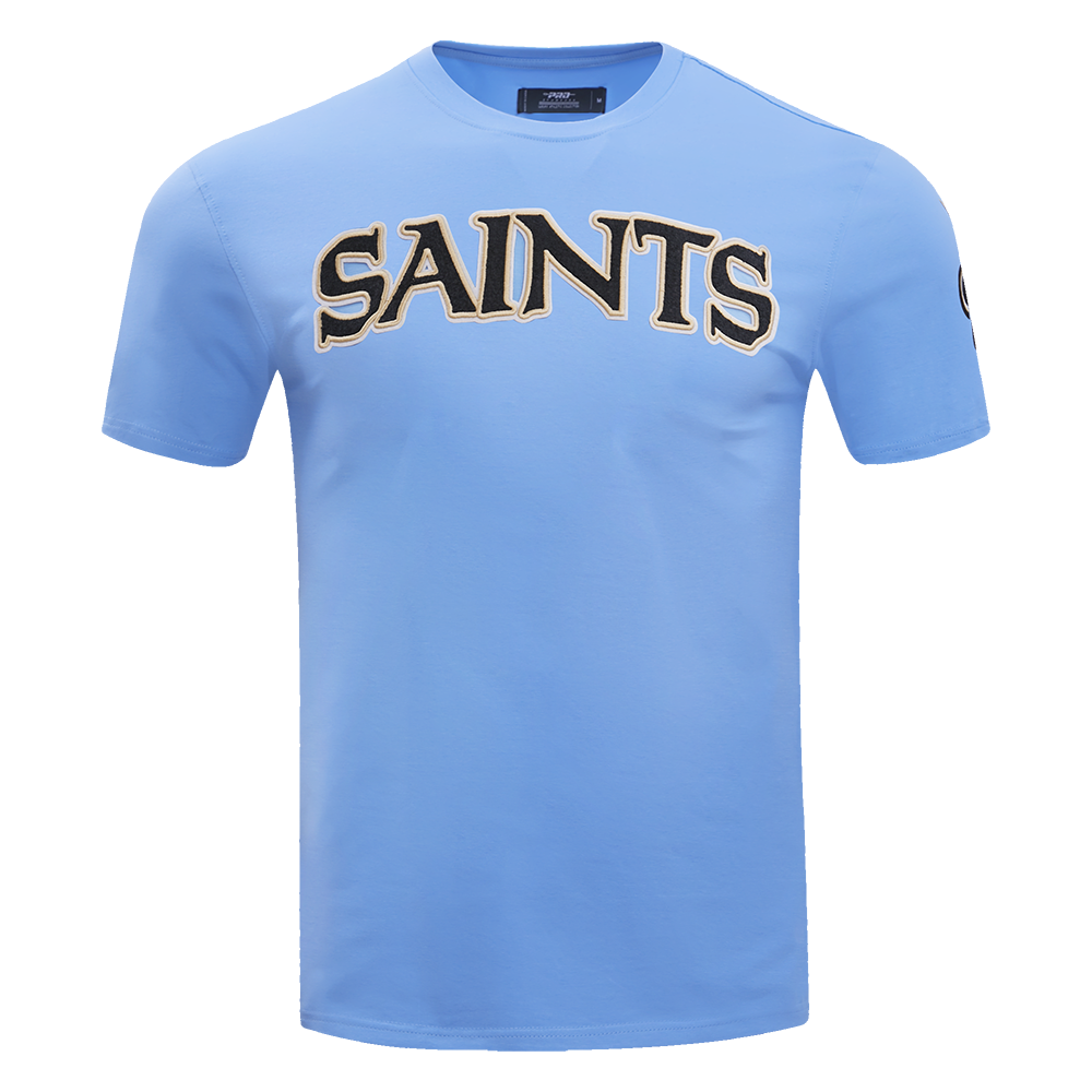 NFL NEW ORLEANS SAINTS CLASSIC CHENILLE T-SHIRT EN JERSEY SIMPLE (BLEU UNIVERSITÉ)