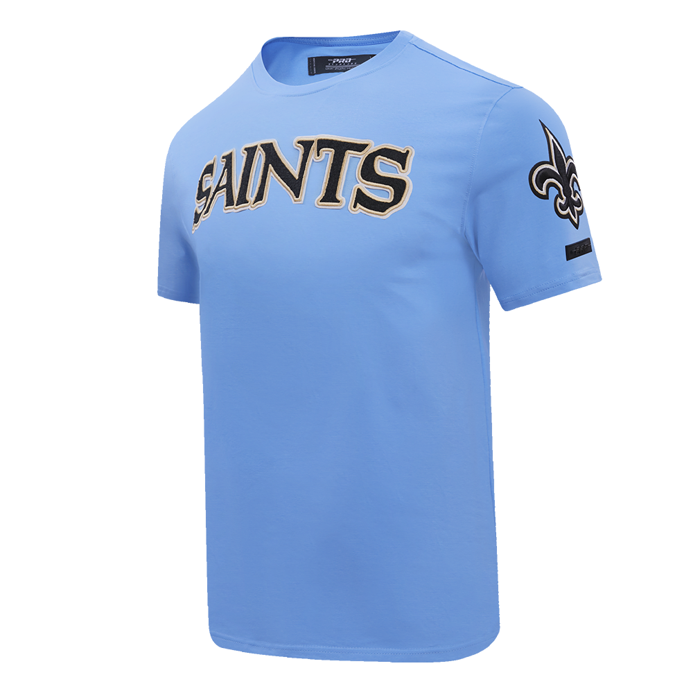 NFL NEW ORLEANS SAINTS CLASSIC CHENILLE T-SHIRT EN JERSEY SIMPLE (BLEU UNIVERSITÉ)