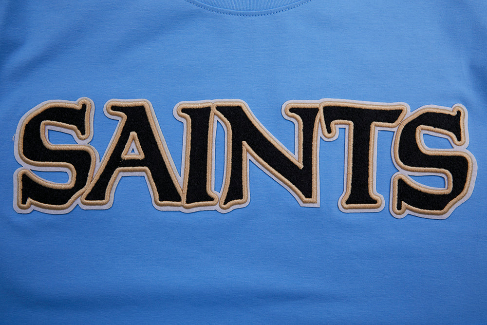 NFL NEW ORLEANS SAINTS CLASSIC CHENILLE T-SHIRT EN JERSEY SIMPLE (BLEU UNIVERSITÉ)