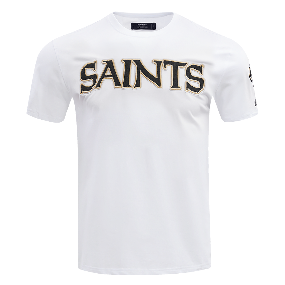 NFL NEW ORLEANS SAINTS CLASSIC CHENILLE T-SHIRT EN JERSEY SIMPLE (BLANC)