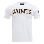 NFL NEW ORLEANS SAINTS CLASSIC CHENILLE T-SHIRT EN JERSEY SIMPLE (BLANC)