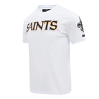 NFL NEW ORLEANS SAINTS CLASSIC CHENILLE T-SHIRT EN JERSEY SIMPLE (BLANC)