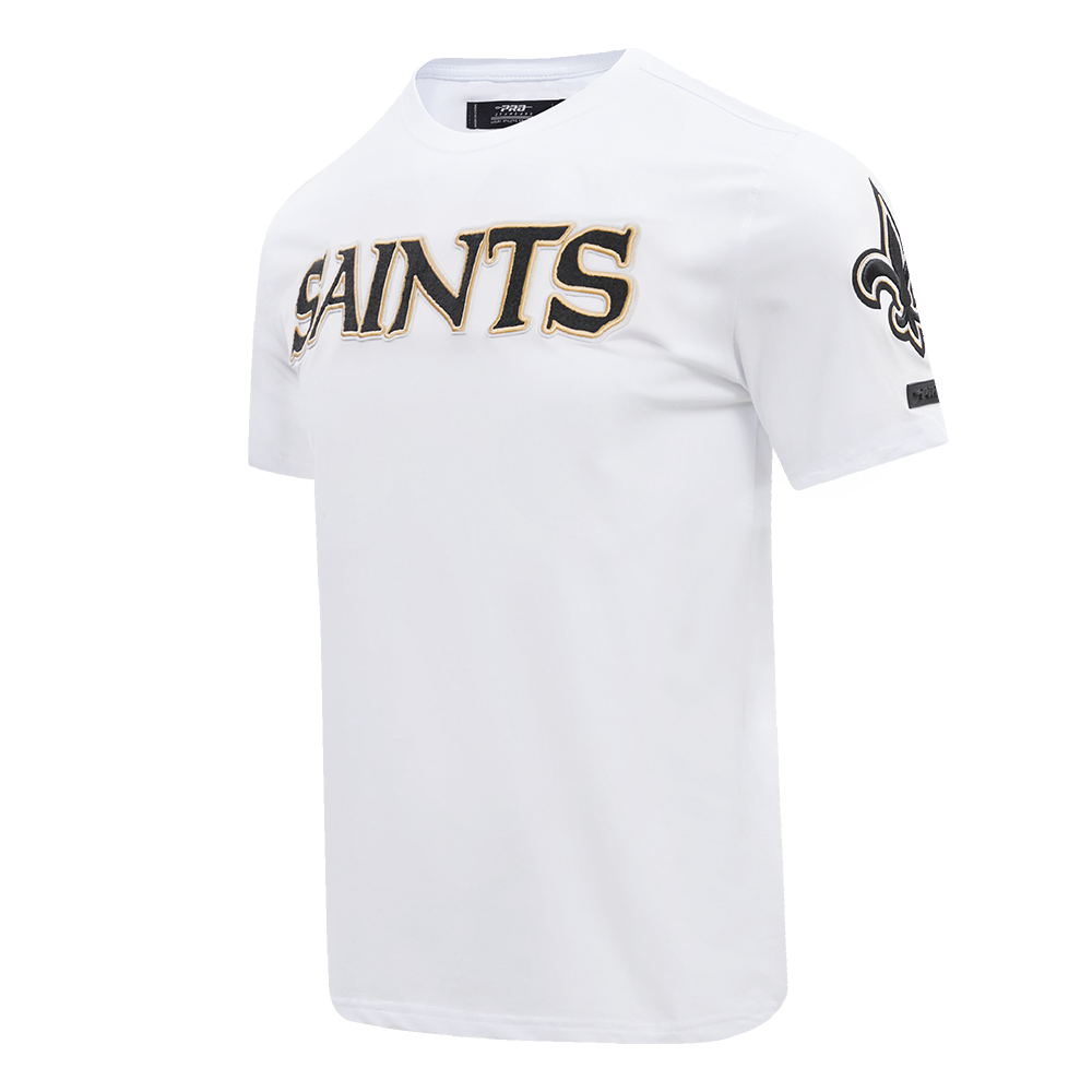 NFL NEW ORLEANS SAINTS CLASSIC CHENILLE T-SHIRT EN JERSEY SIMPLE (BLANC)