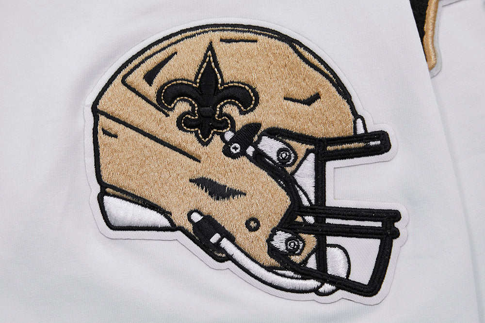 NFL NEW ORLEANS SAINTS CLASSIC CHENILLE T-SHIRT EN JERSEY SIMPLE (BLANC)