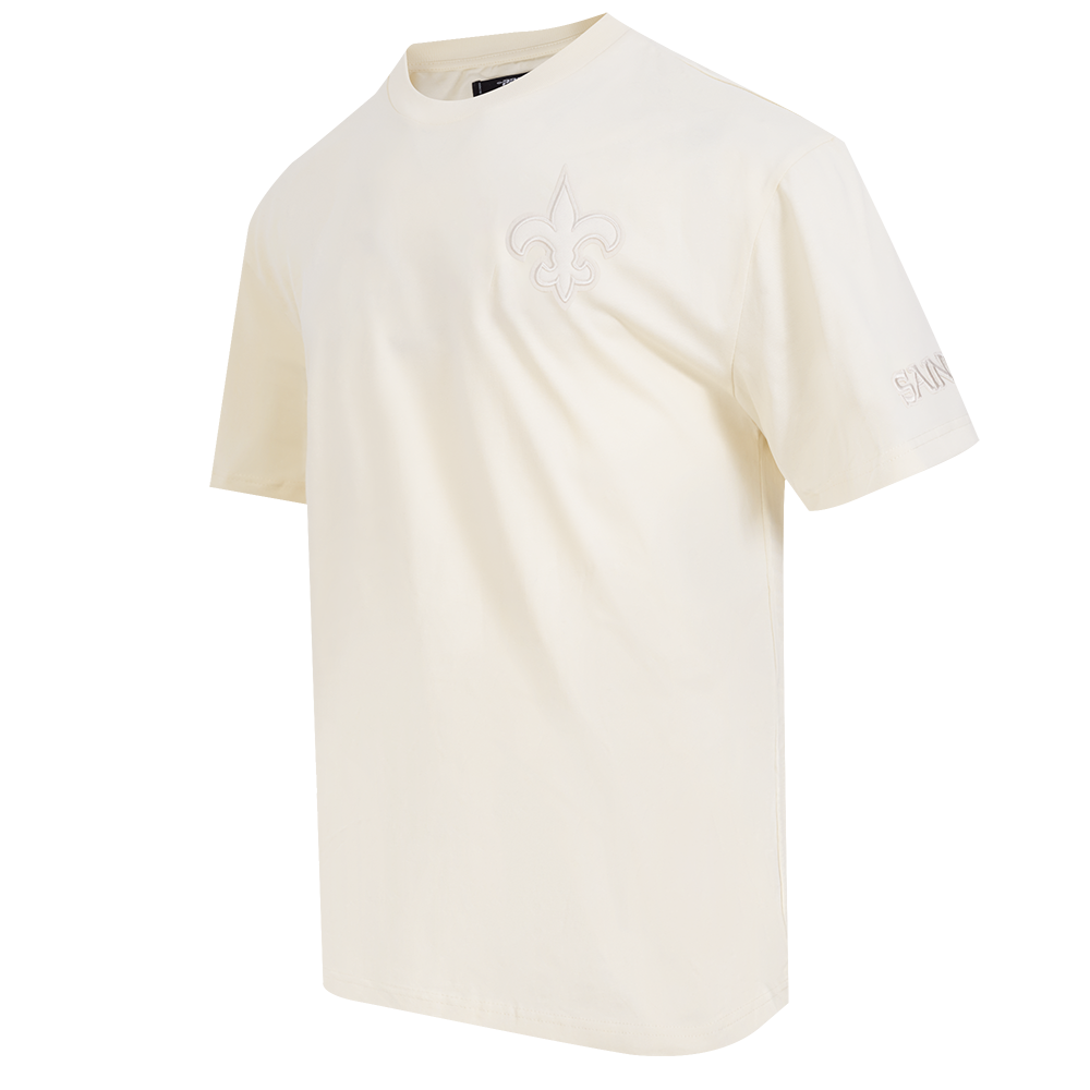 NFL NEW ORLEANS SAINTS NEUTRAL MEN'S COTTON JERSEY DROP SHOULDER TEE (EGGSHELL)