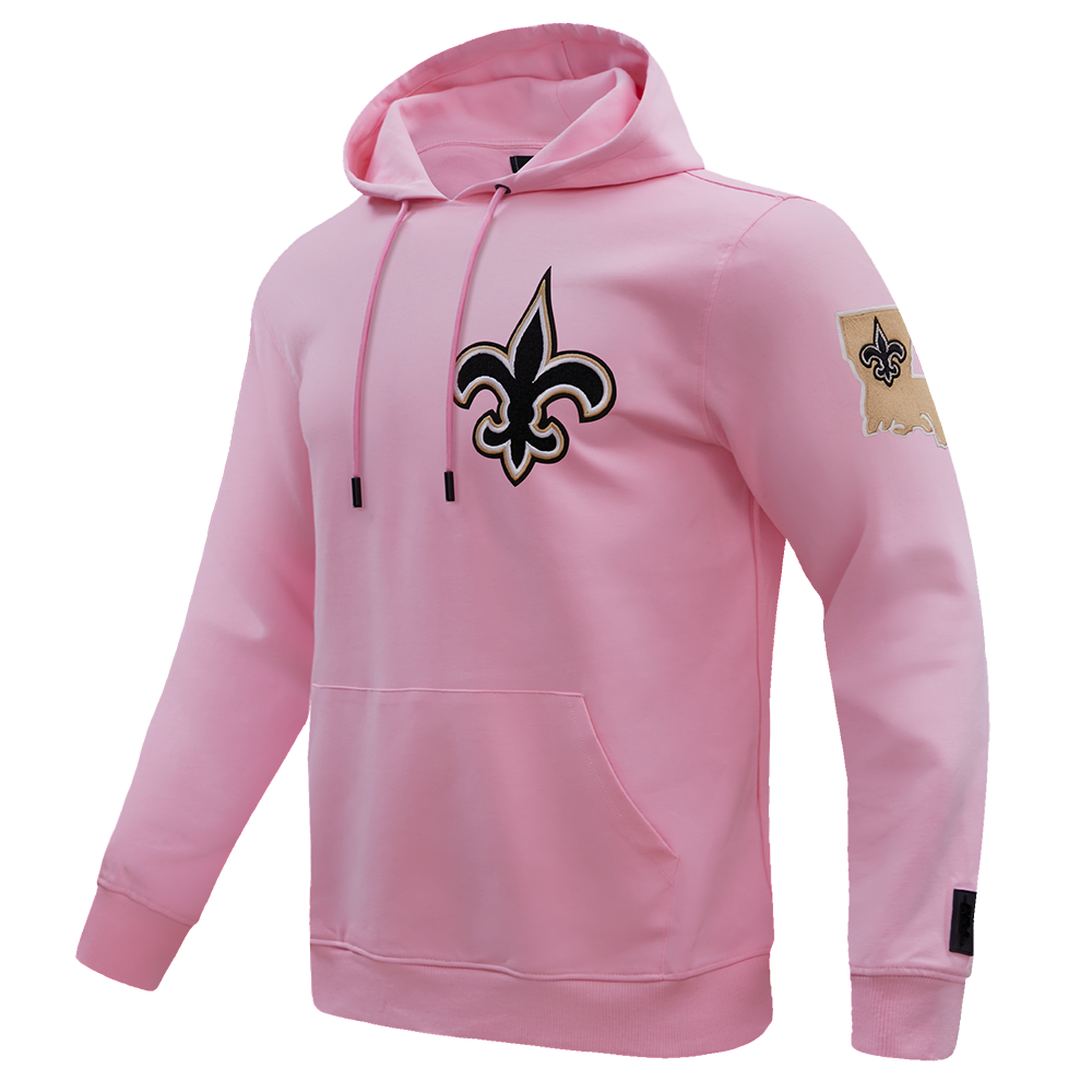 NFL NEW ORLEANS SAINTS CLASSIC CHENILLE DOUBLE KNIT PULLOVER HOODIE (PINK)