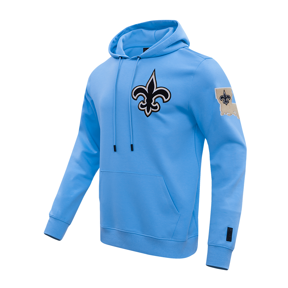 NFL NEW ORLEANS SAINTS CLASSIC CHENILLE DOUBLE KNIT PULLOVER HOODIE (UNIVERSITY BLUE)
