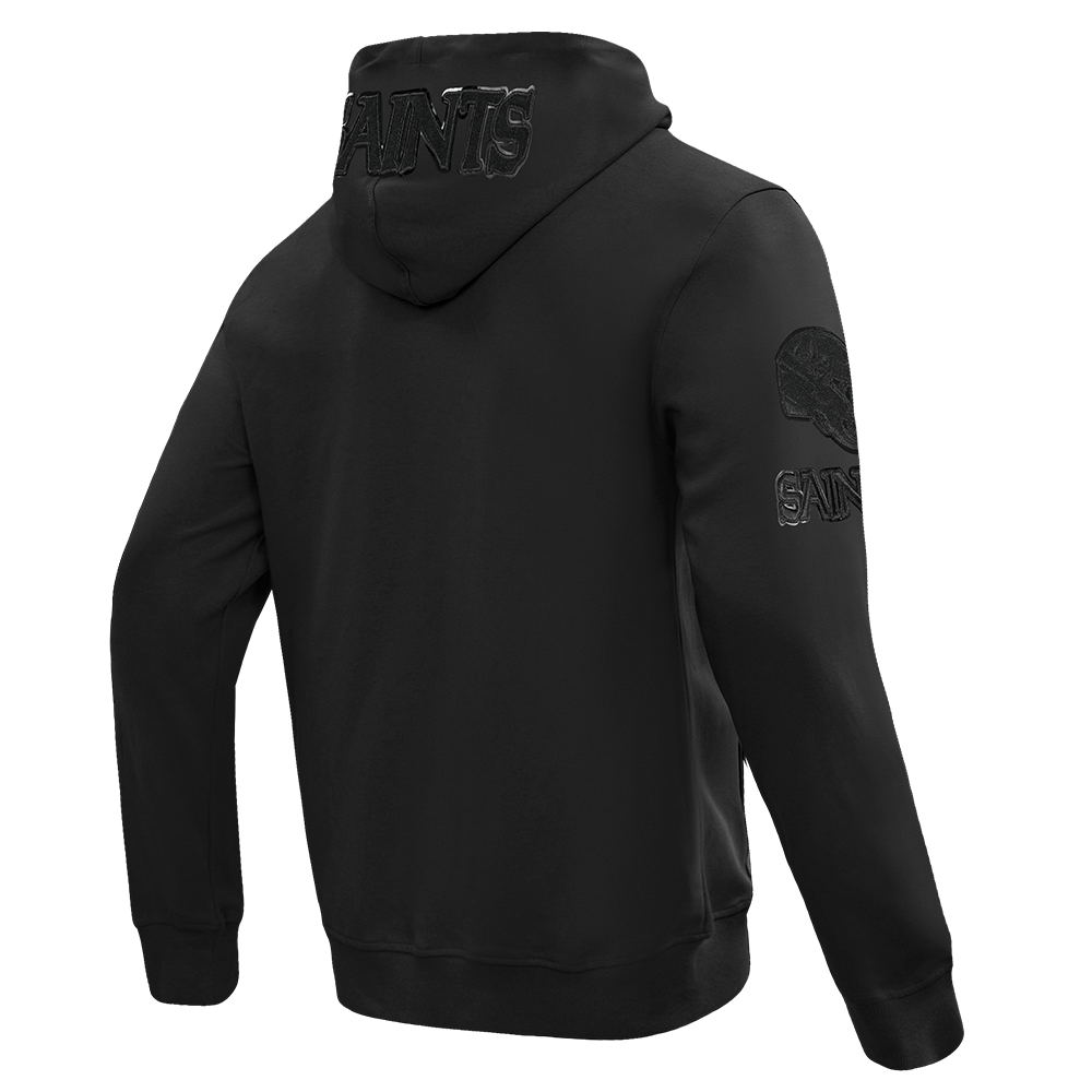 NFL NEW ORLEANS SAINTS TRIPLE BLACK CHANDAIL À CAPUCHON EN MAILLE DOUBLE À GLISSIÈRE POUR HOMME (TRIPLE NOIR)