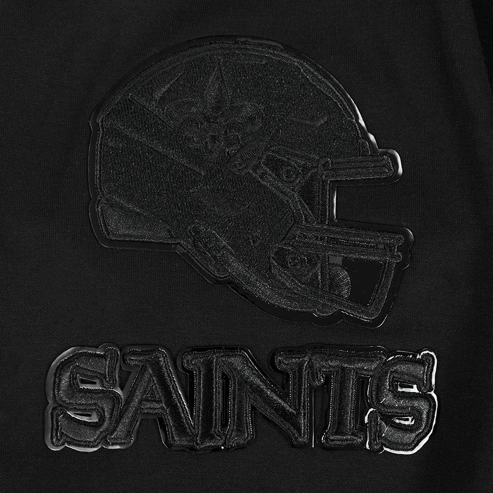 NFL NEW ORLEANS SAINTS TRIPLE BLACK CHANDAIL À CAPUCHON EN MAILLE DOUBLE À GLISSIÈRE POUR HOMME (TRIPLE NOIR)