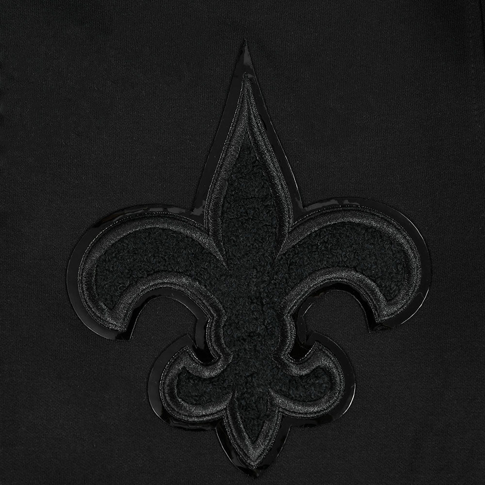 NFL NEW ORLEANS SAINTS TRIPLE BLACK CHANDAIL À CAPUCHON EN MAILLE DOUBLE À GLISSIÈRE POUR HOMME (TRIPLE NOIR)