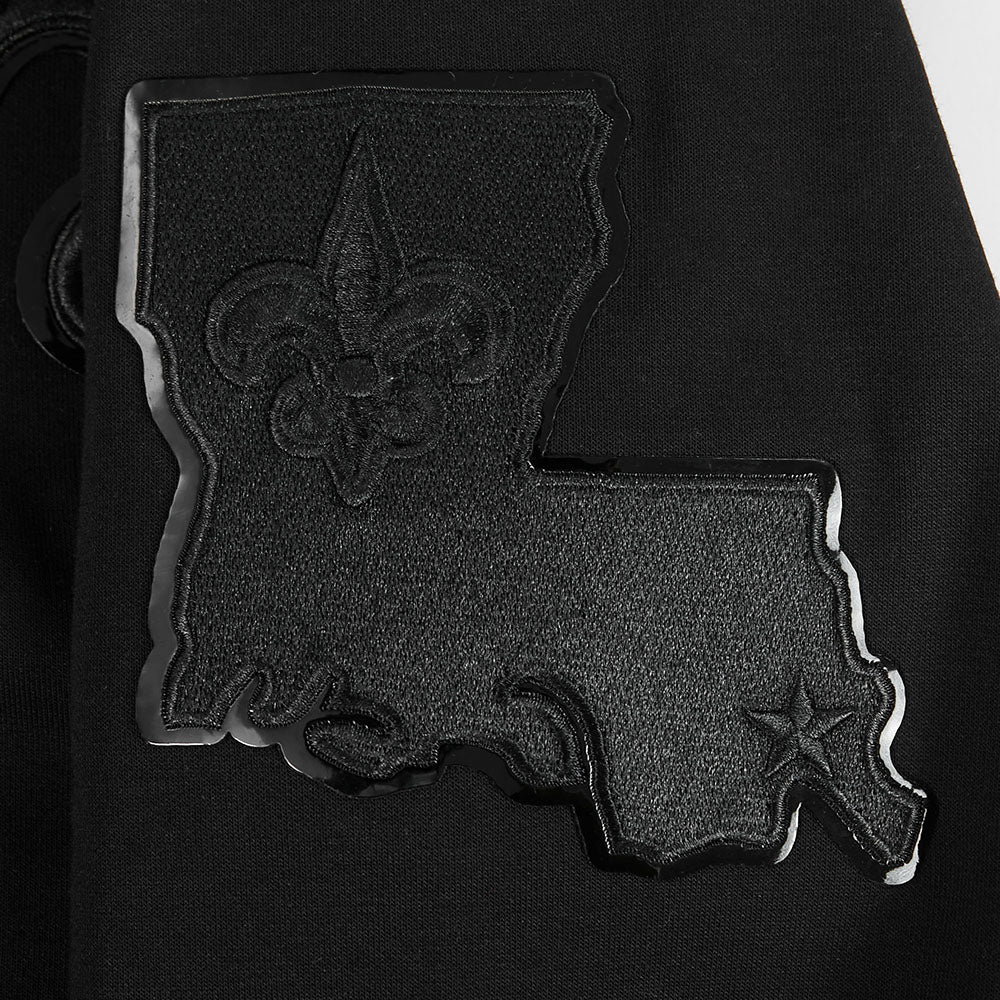 NFL NEW ORLEANS SAINTS TRIPLE BLACK CHANDAIL À CAPUCHON EN MAILLE DOUBLE À GLISSIÈRE POUR HOMME (TRIPLE NOIR)