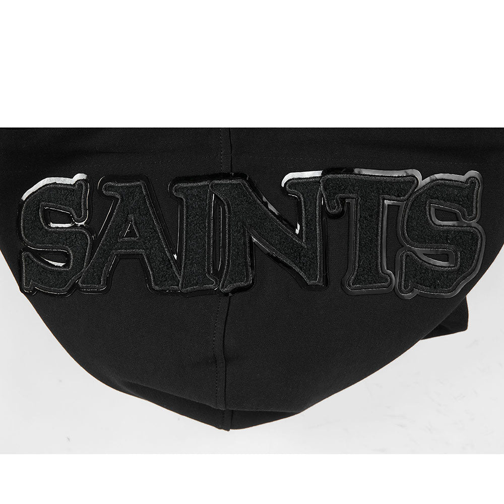 NFL NEW ORLEANS SAINTS TRIPLE BLACK CHANDAIL À CAPUCHON EN MAILLE DOUBLE À GLISSIÈRE POUR HOMME (TRIPLE NOIR)