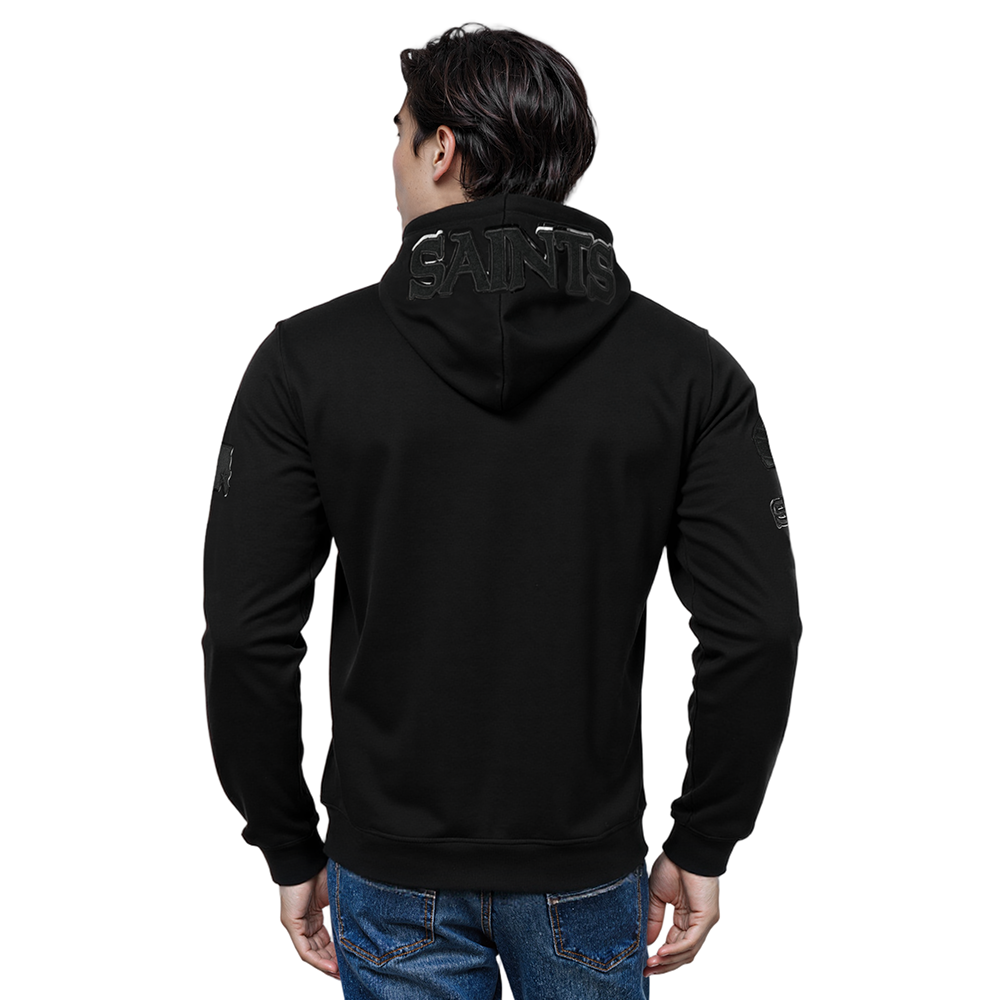 NFL NEW ORLEANS SAINTS TRIPLE BLACK CHANDAIL À CAPUCHON EN MAILLE DOUBLE À GLISSIÈRE POUR HOMME (TRIPLE NOIR)