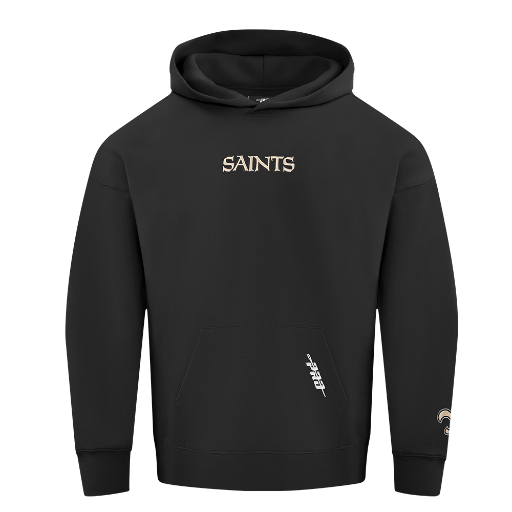 NFL NEW ORLEANS SAINTS WINGSPAN MEN'S DROP SHOULDER FLC PO HOODIE (BLACK)