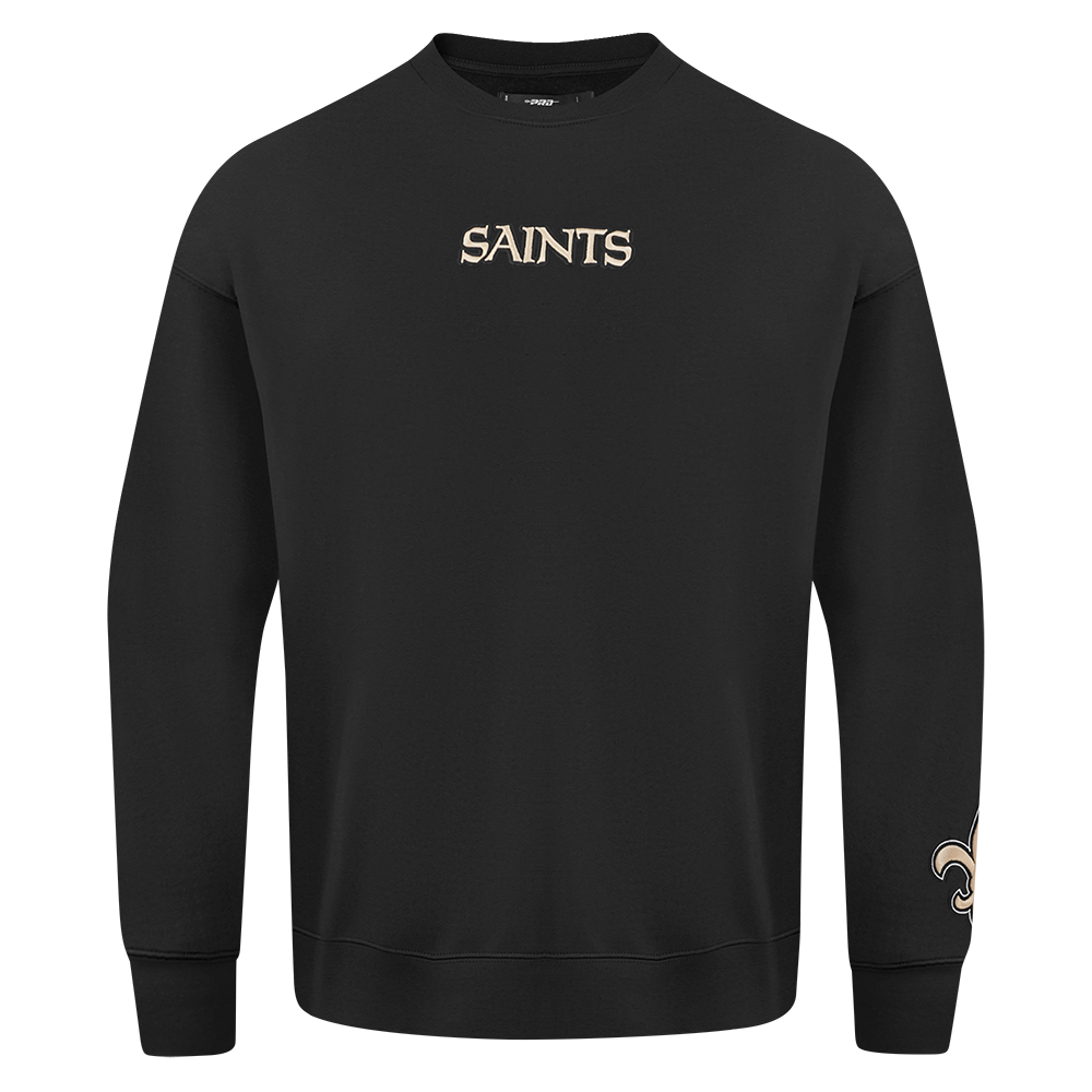 NFL NEW ORLEANS SAINTS WINGSPAN MEN'S DROP SHOULDER FLC CREWNECK (BLACK)