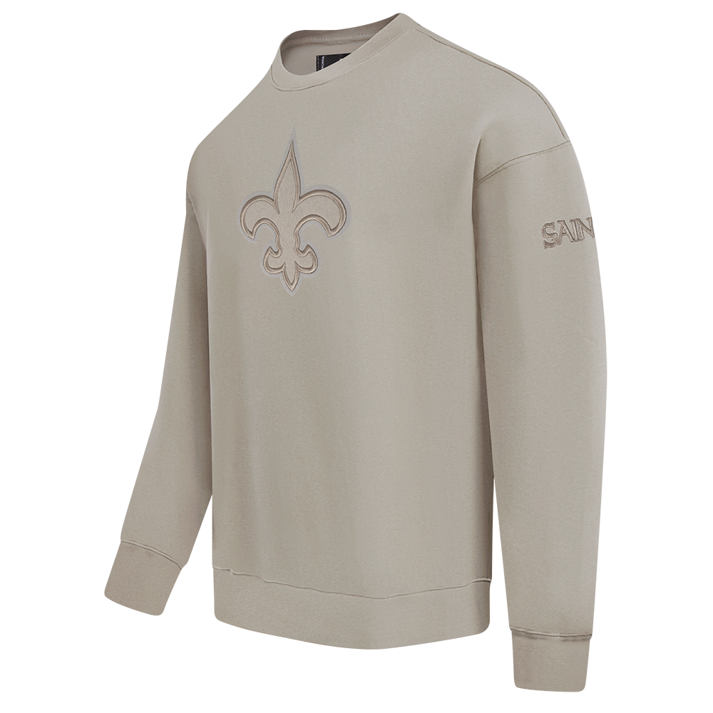 NFL NEW ORLEANS SAINTS NEUTRAL CHANDAIL À COL ROND EN MOLLETON À ÉPAULES TOMBANTES POUR HOMME (TAUPE)