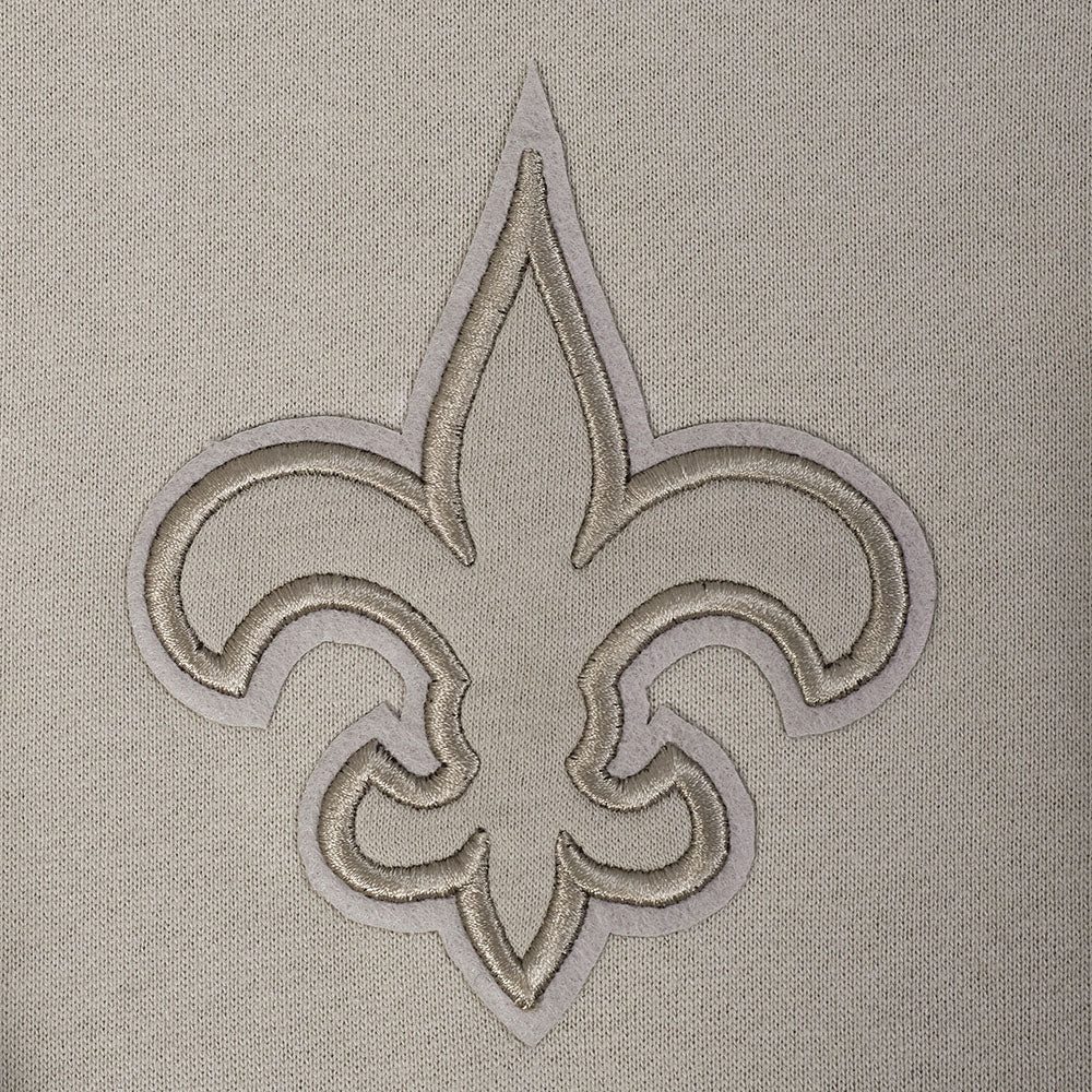 NFL NEW ORLEANS SAINTS NEUTRAL CHANDAIL À CAPUCHON EN MOLLETON À ÉPAULES TOMBANTES POUR HOMME (TAUPE)