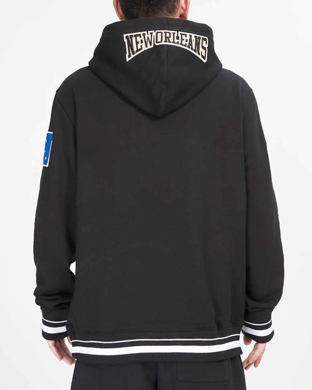 NFL NEW ORLEANS SAINTS CREST EMBLEM MEN'S RIB PO HOODIE (BLACK)