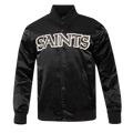 NFL NEW ORLEANS SAINTS BLOUSON EN SATIN À GRAND LOGO POUR HOMME (NOIR)