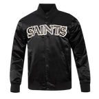 NFL NEW ORLEANS SAINTS BLOUSON EN SATIN À GRAND LOGO POUR HOMME (NOIR)