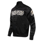 NFL NEW ORLEANS SAINTS BLOUSON EN SATIN À GRAND LOGO POUR HOMME (NOIR)