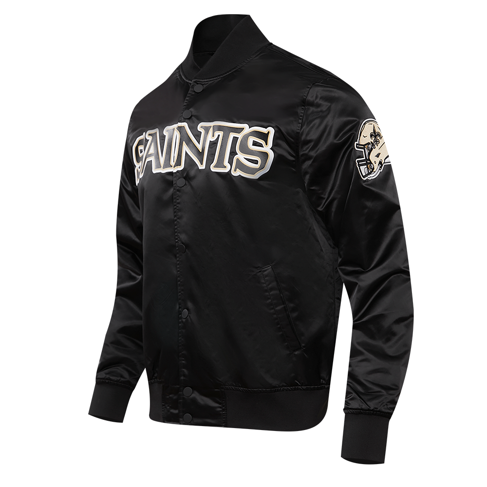 NFL NEW ORLEANS SAINTS BLOUSON EN SATIN À GRAND LOGO POUR HOMME (NOIR)