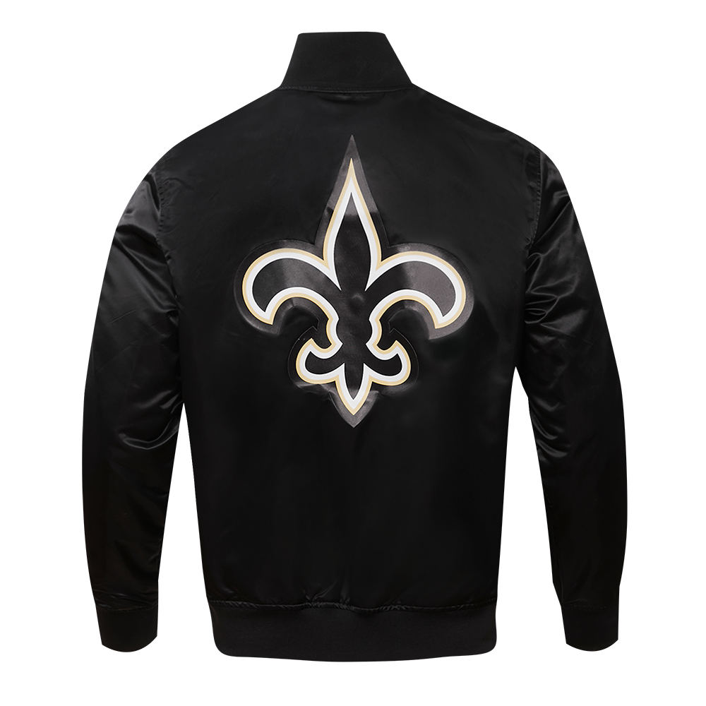 NFL NEW ORLEANS SAINTS BLOUSON EN SATIN À GRAND LOGO POUR HOMME (NOIR)
