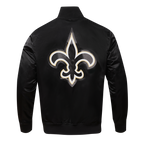 NFL NEW ORLEANS SAINTS BLOUSON EN SATIN À GRAND LOGO POUR HOMME (NOIR)