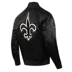 NFL NEW ORLEANS SAINTS BLOUSON EN SATIN À GRAND LOGO POUR HOMME (NOIR)