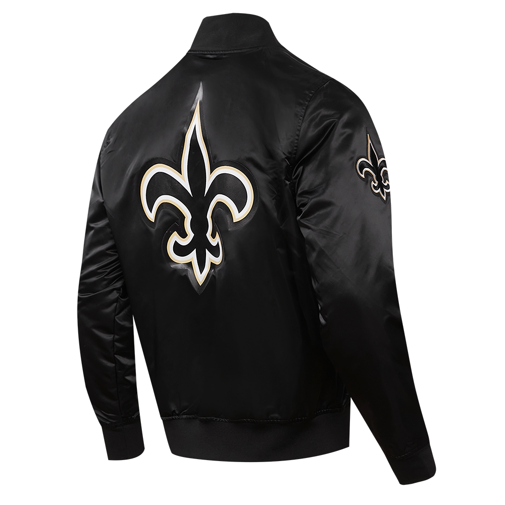 NFL NEW ORLEANS SAINTS BLOUSON EN SATIN À GRAND LOGO POUR HOMME (NOIR)