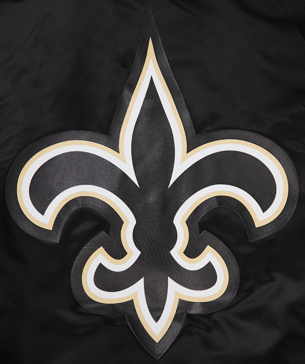 NFL NEW ORLEANS SAINTS BLOUSON EN SATIN À GRAND LOGO POUR HOMME (NOIR)