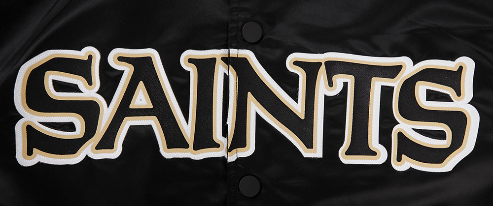 NFL NEW ORLEANS SAINTS BLOUSON EN SATIN À GRAND LOGO POUR HOMME (NOIR)