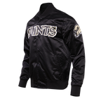 NFL NEW ORLEANS SAINTS BLOUSON EN SATIN À GRAND LOGO POUR HOMME (NOIR)