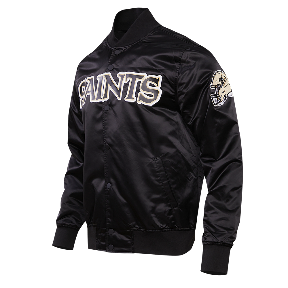 NFL NEW ORLEANS SAINTS BLOUSON EN SATIN À GRAND LOGO POUR HOMME (NOIR)