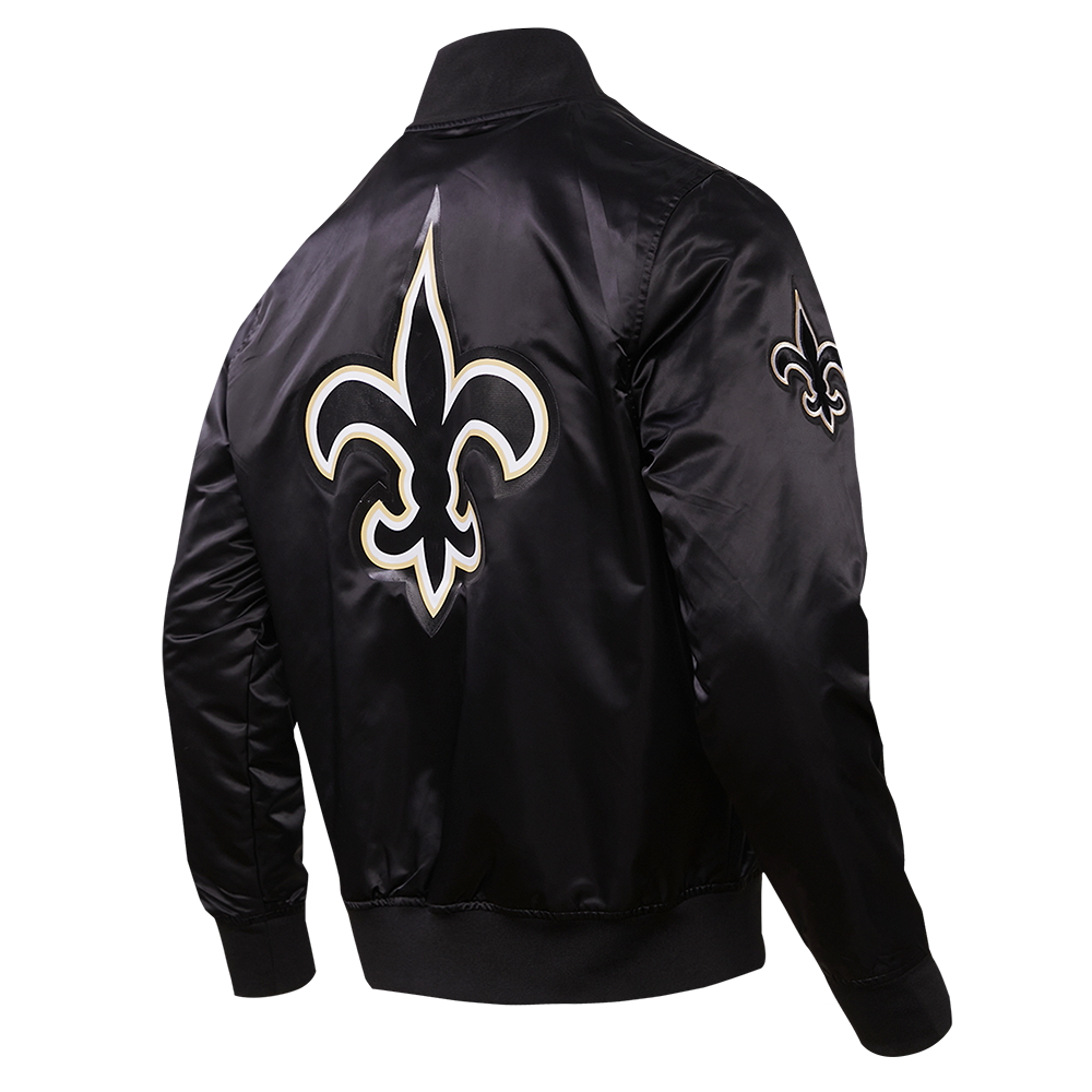 NFL NEW ORLEANS SAINTS BLOUSON EN SATIN À GRAND LOGO POUR HOMME (NOIR)