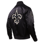 NFL NEW ORLEANS SAINTS BLOUSON EN SATIN À GRAND LOGO POUR HOMME (NOIR)